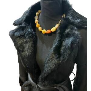 BARSE 925 Sterling Silver Natural Stone Statement Necklace Agate Yellow Orange